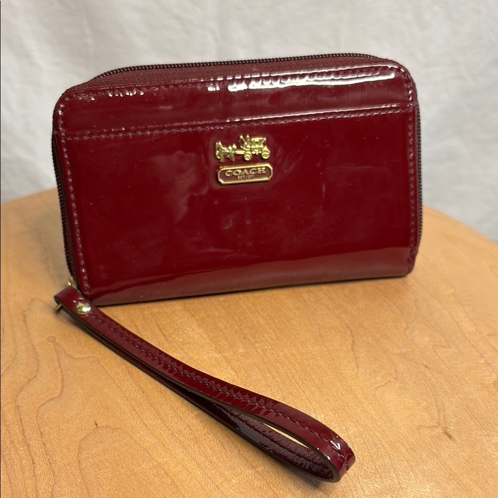 Coach wristlet wallet raspberry patent leather from around 2013